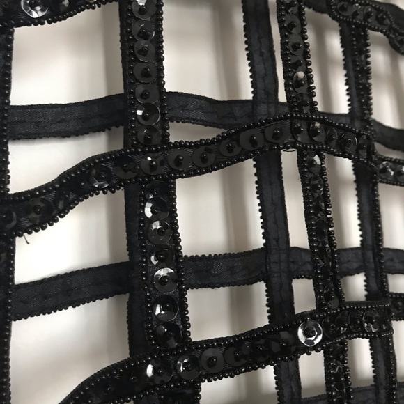FREE PEOPLE NWOT Black sequin cross hatched dress - Picture 3 of 5